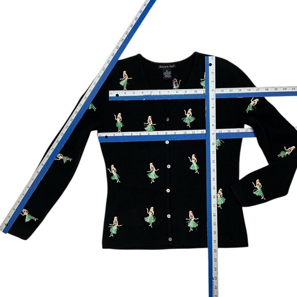 Eagle's Eye Vintage Hula Dancer Cardigan Sweater S Black - Picture 5 of 12